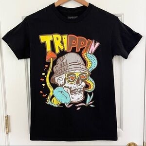 Trippin graphic tee shirt black. Small.